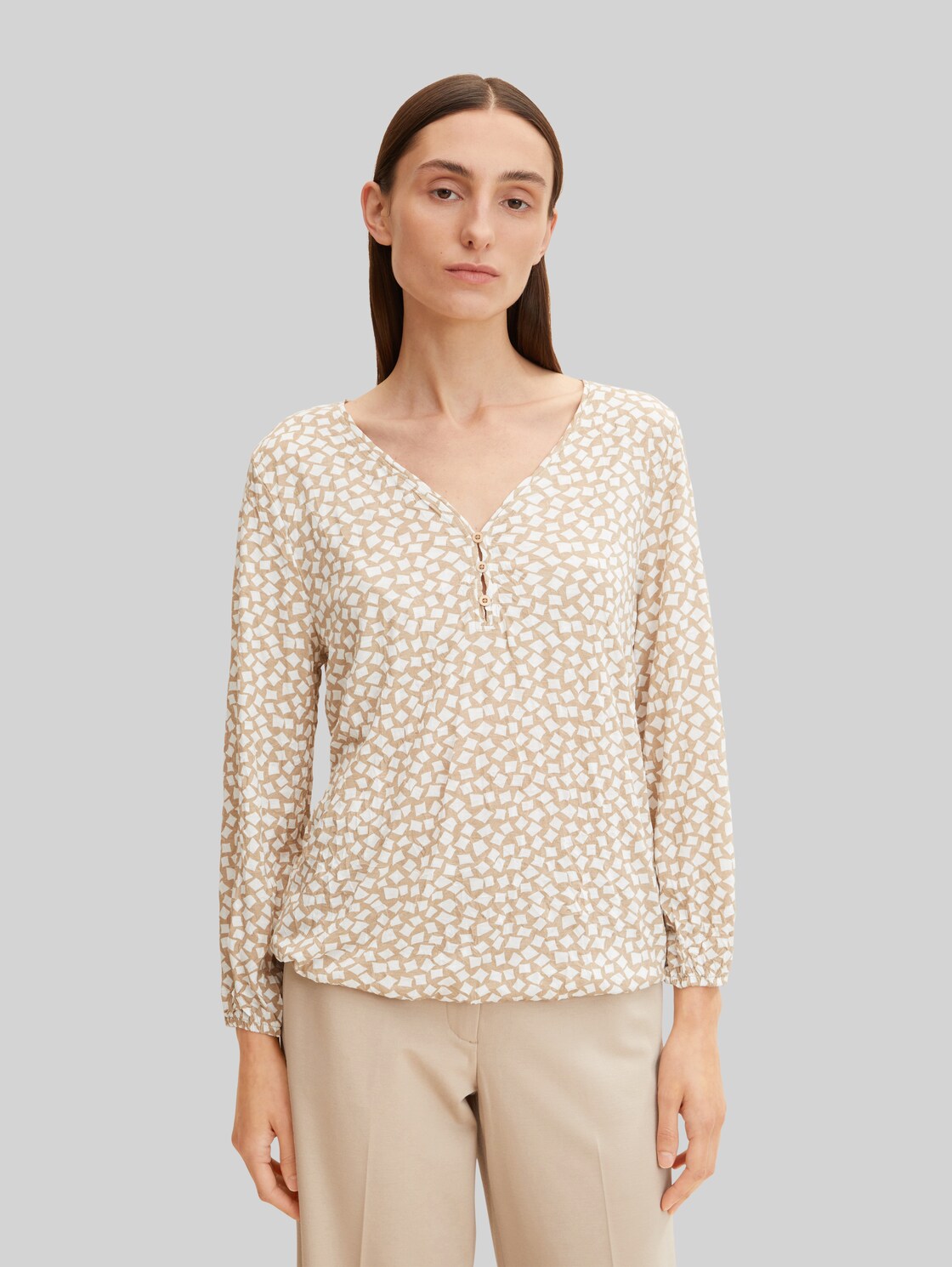 TOM TAILOR Damen Shirt in Knitteroptik, beige, Gr. XL,