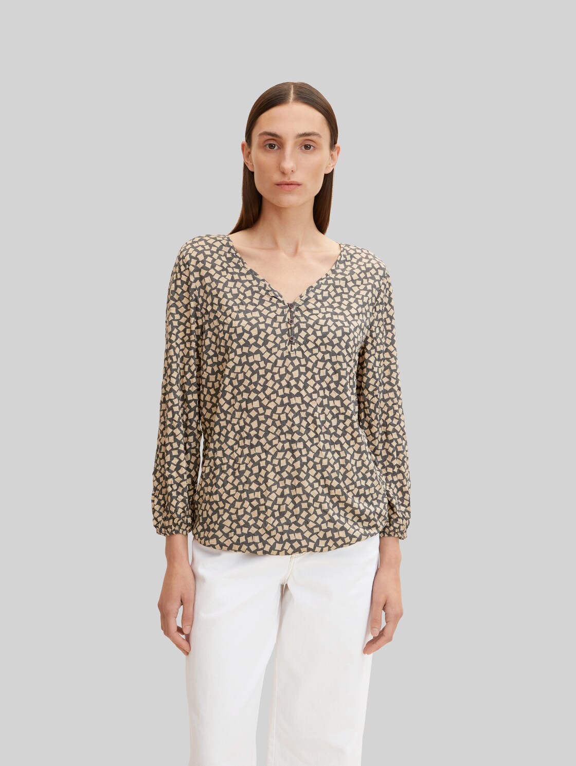 TOM TAILOR Damen Shirt in Knitteroptik, grau, Gr. XL,
