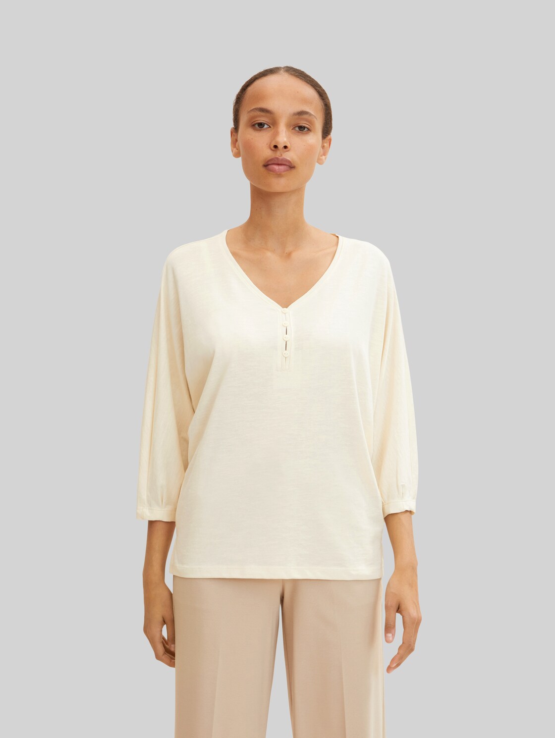 TOM TAILOR Damen 3/4 Arm Shirt, weiß, Gr. XL,