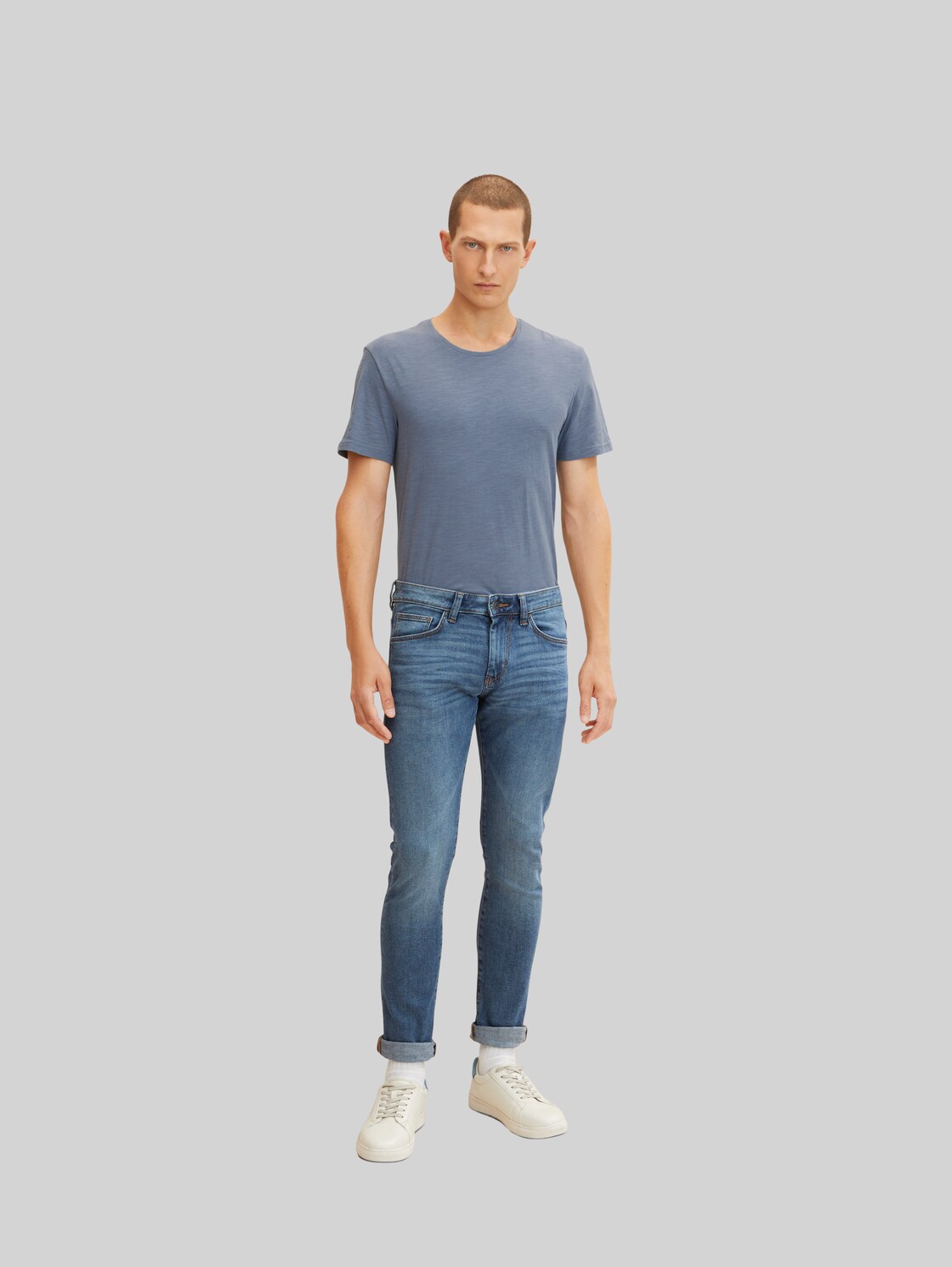 TOM TAILOR Herren Troy Slim Jeans mit Gürtelschlaufen, blau, Gr. 38/30,