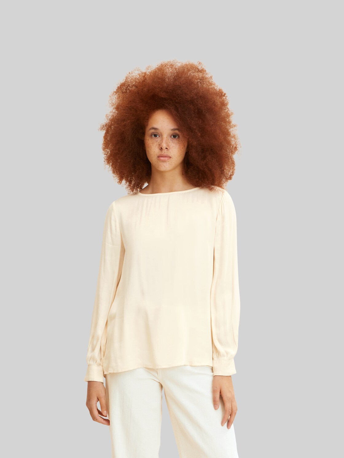 TOM TAILOR Damen Bluse mit Manschetten, weiß, Gr. 36,