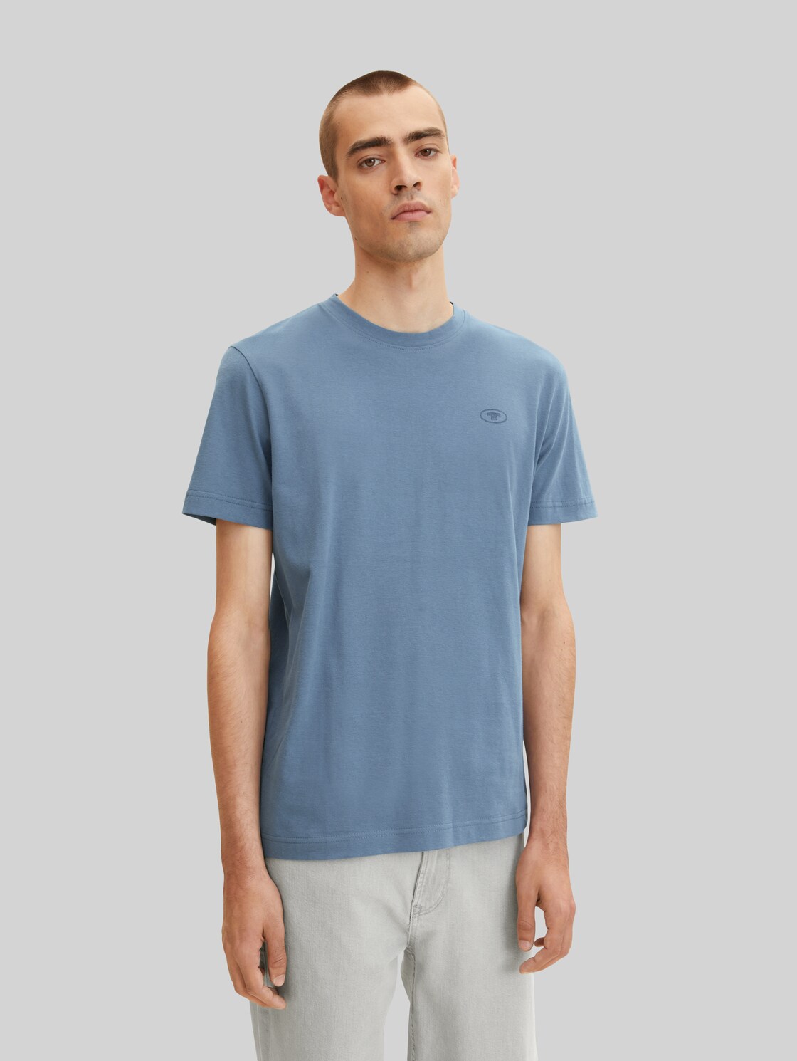 TOM TAILOR Herren T-Shirt mit Rückenprint, blau, Gr. L,