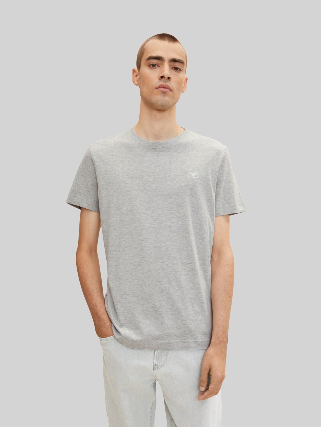 TOM TAILOR Herren T-Shirt mit Rückenprint, grau, Gr. XL,