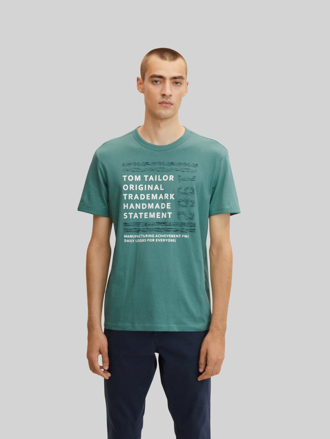 TOM TAILOR Herren T-Shirt mit Textprint, blau, Gr. XXXL,