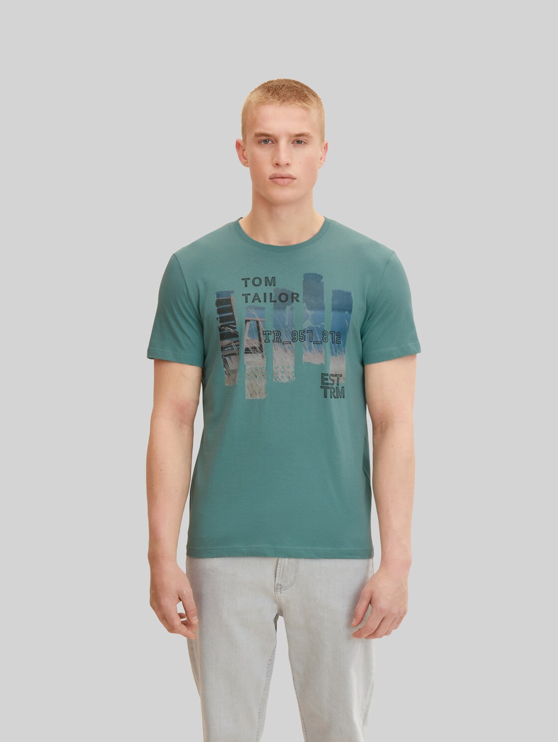 TOM TAILOR Herren T-Shirt mit Print , blau, Gr. S,