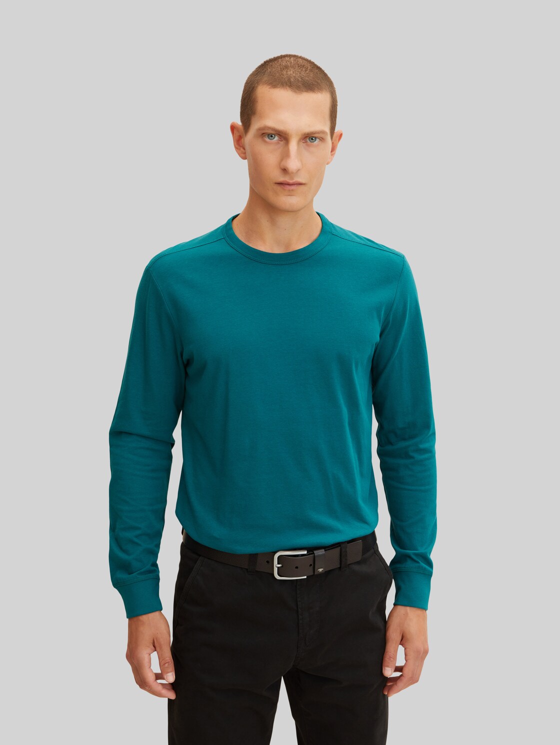 TOM TAILOR Herren Basic Langarmshirt, grün, Gr. XL,