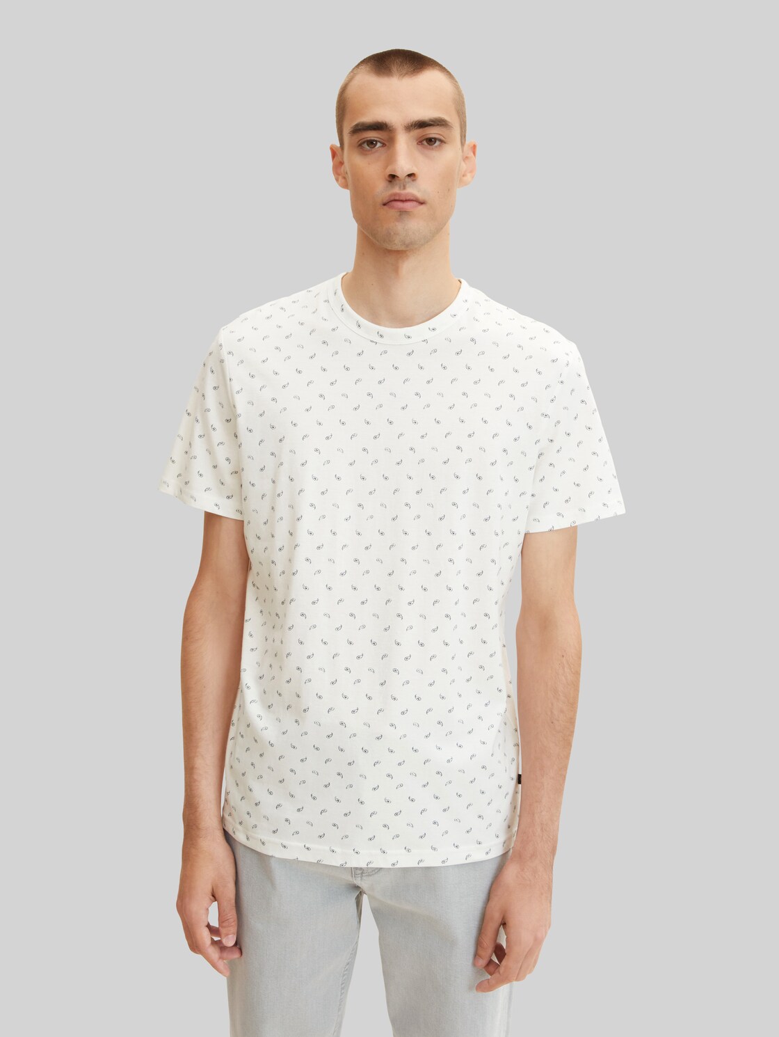 TOM TAILOR Herren T-Shirt mit Allover-Print , weiß, Gr. XL,