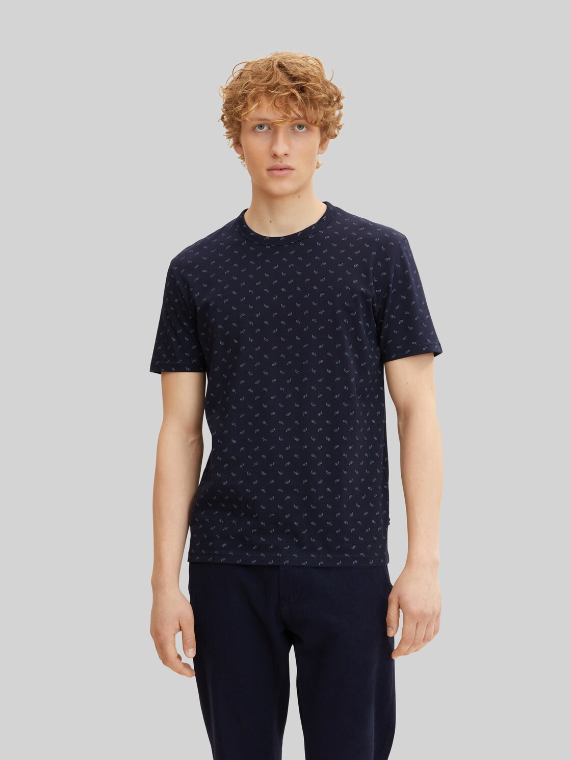 TOM TAILOR Herren T-Shirt mit Allover-Print , blau, Gr. XL,