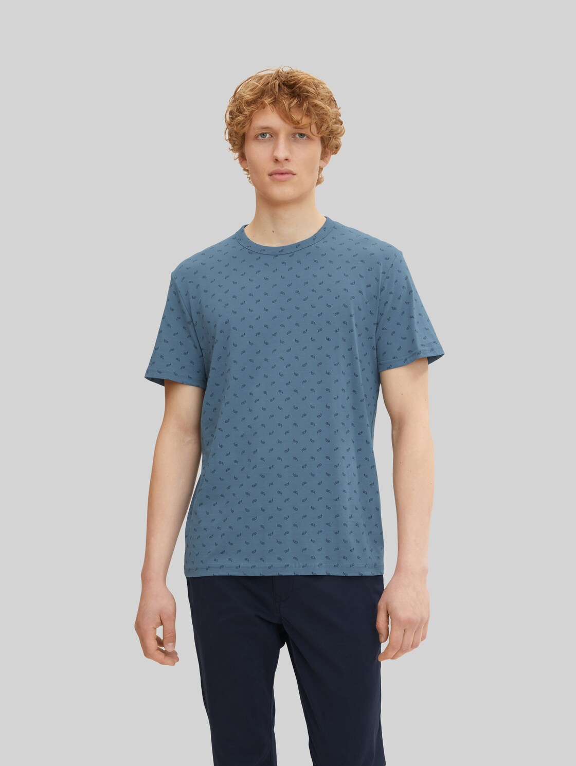 TOM TAILOR Herren T-Shirt mit Allover-Print , blau, Gr. XXL,