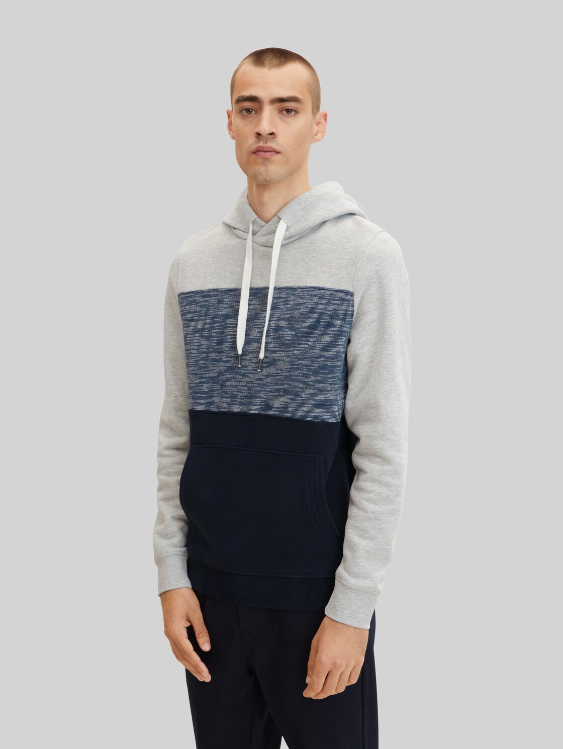 TOM TAILOR Herren Hoodie mit Colour Blocking, blau, Gr. XL,