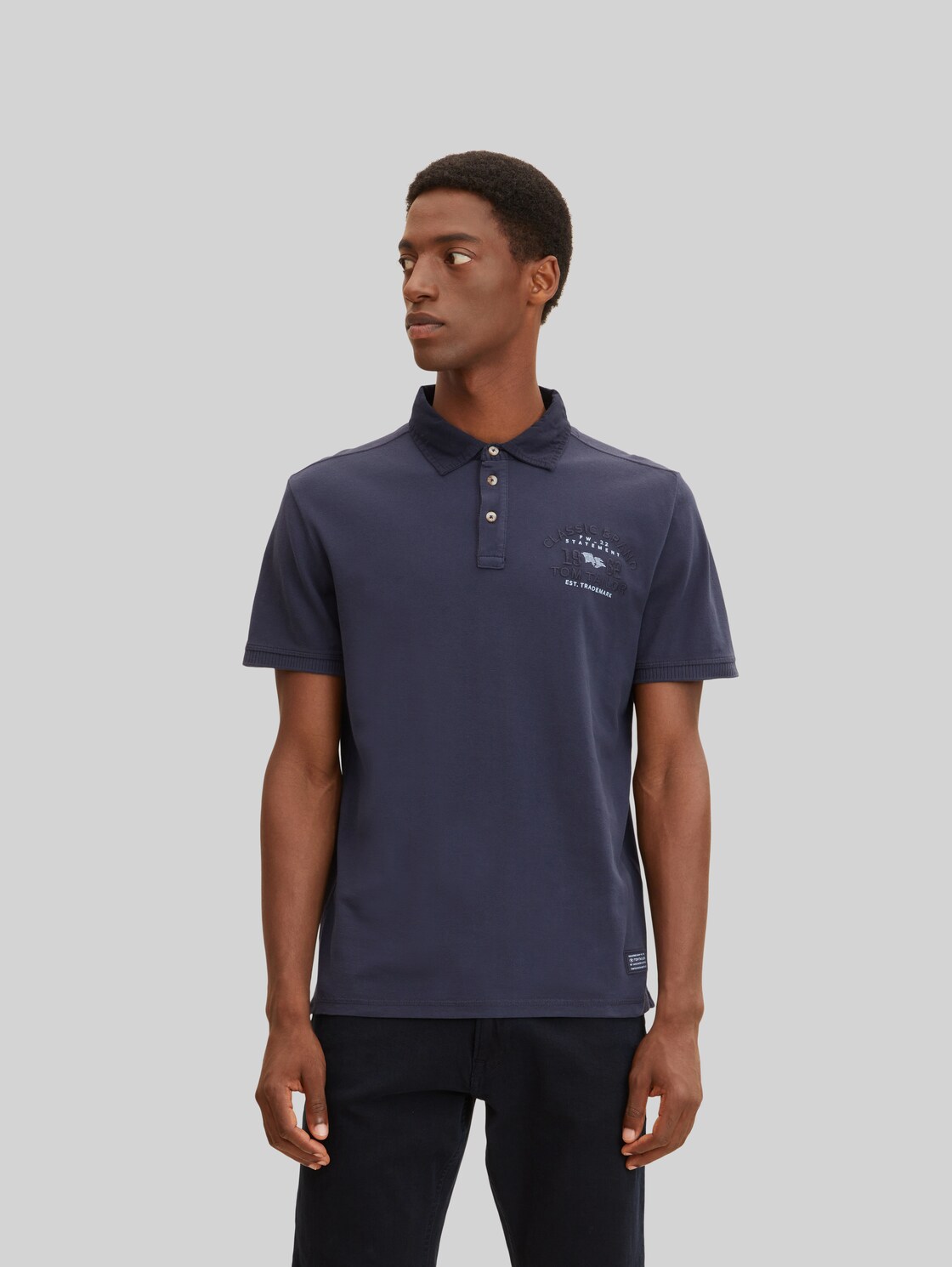 TOM TAILOR Herren Poloshirt mit Logo Stickerei, blau, Gr. XL,