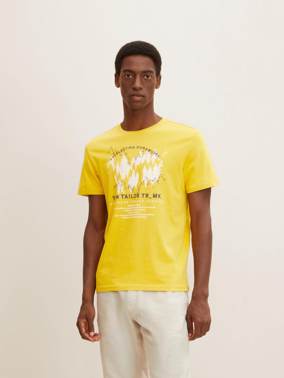 Artikel klicken und genauer betrachten! - TOM TAILOR Herren T-Shirt mit Print , gelb, Gr. XL | im Online Shop kaufen