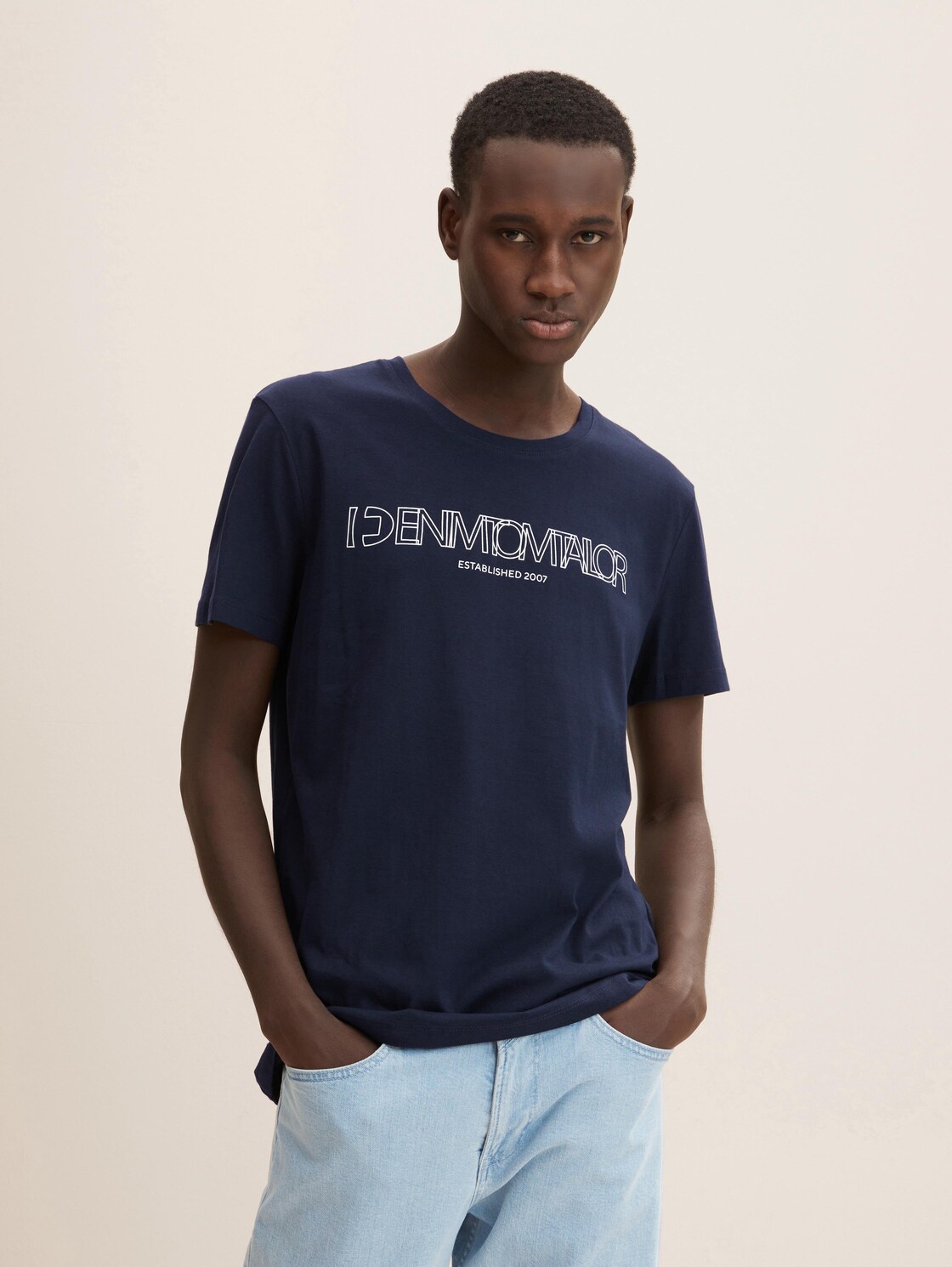 TOM TAILOR DENIM Herren T-Shirt mit Logoprint , blau, Gr. XL,