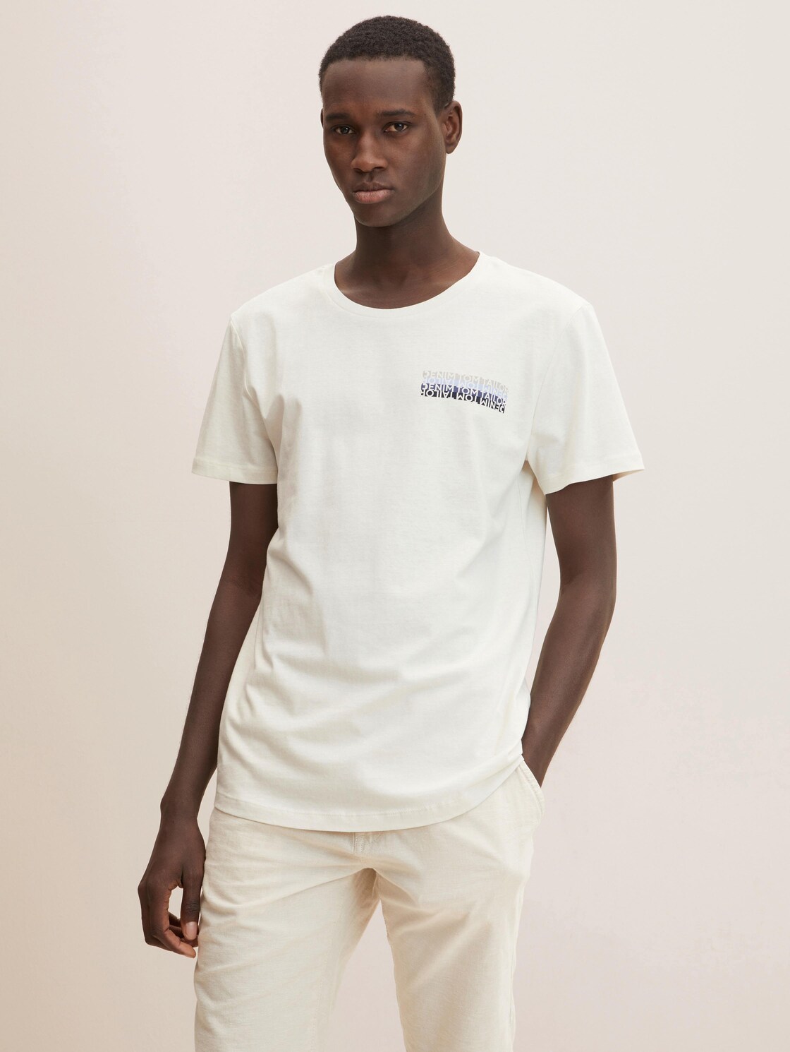 TOM TAILOR DENIM Herren T-Shirt mit Print , beige, Gr. XL,