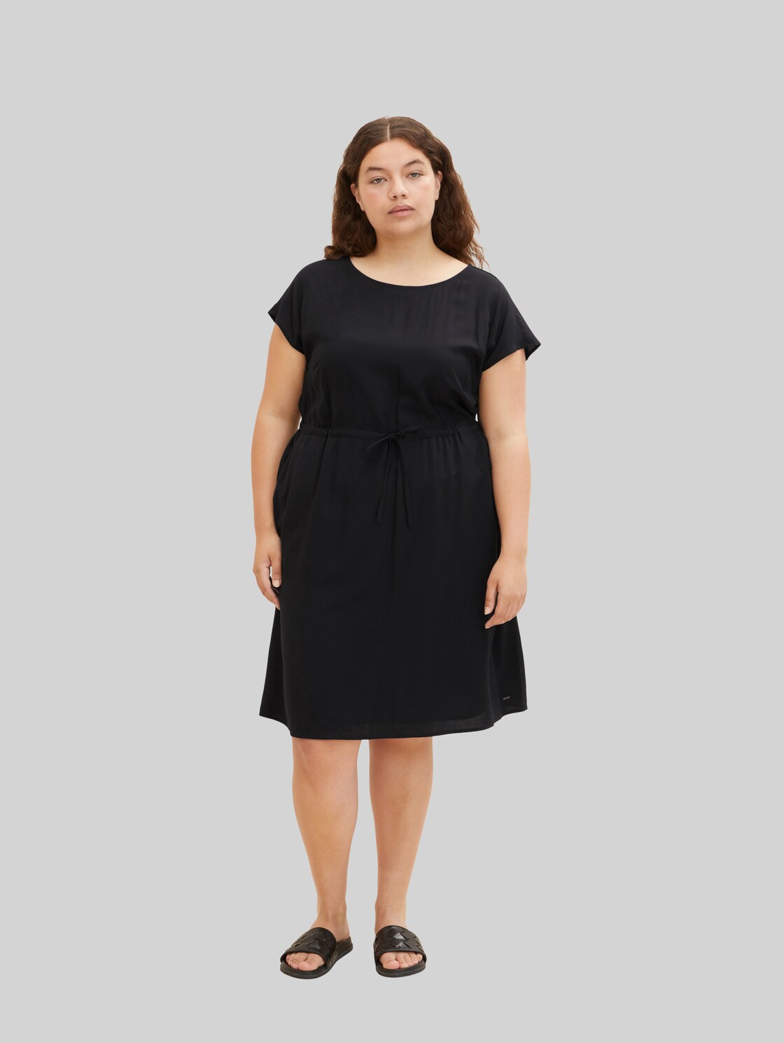 TOM TAILOR Damen Plus - Basic Blusenkleid, schwarz, Gr. 50,