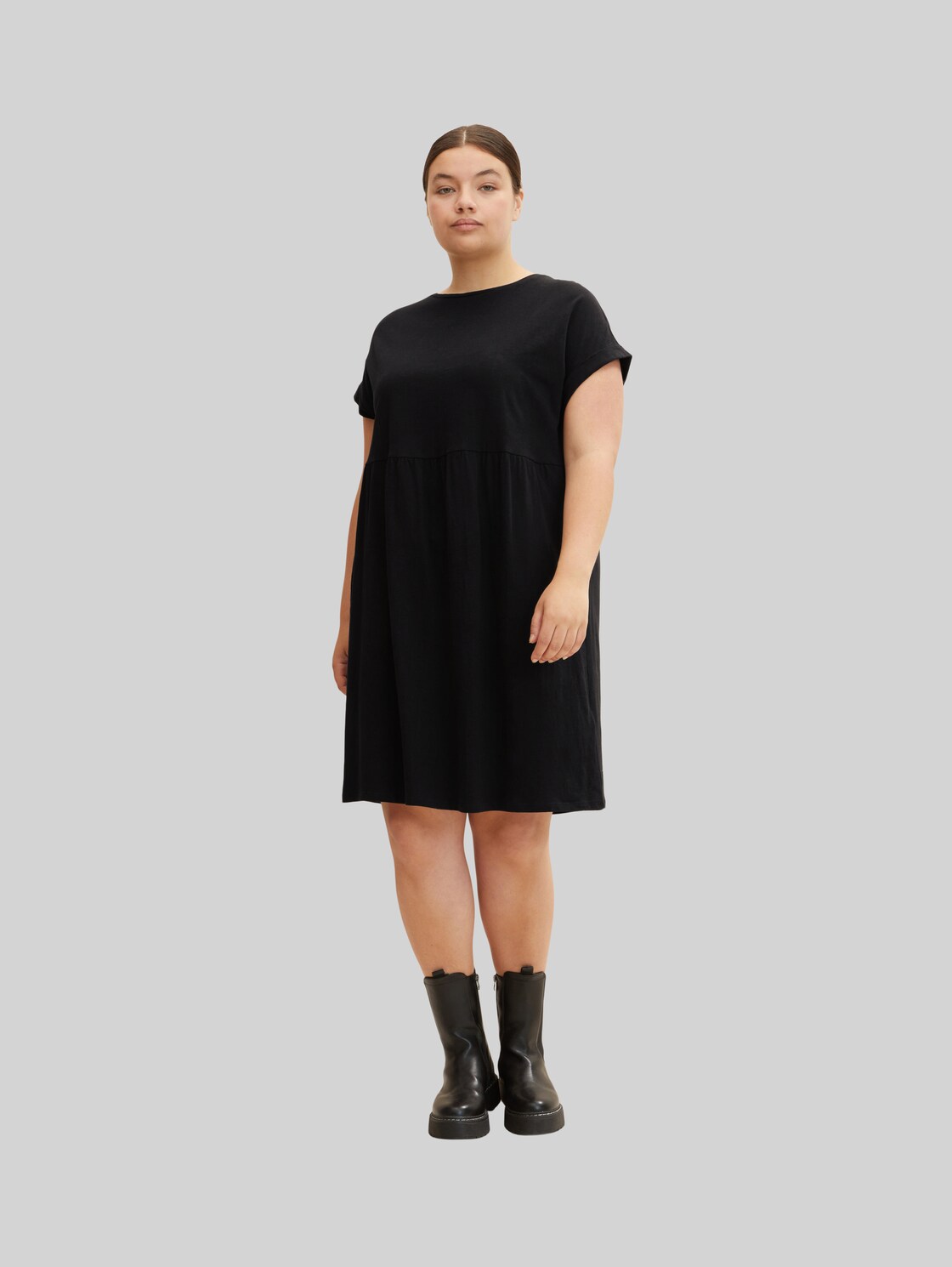 TOM TAILOR Damen Plus - Jerseykleid, schwarz, Gr. 46,