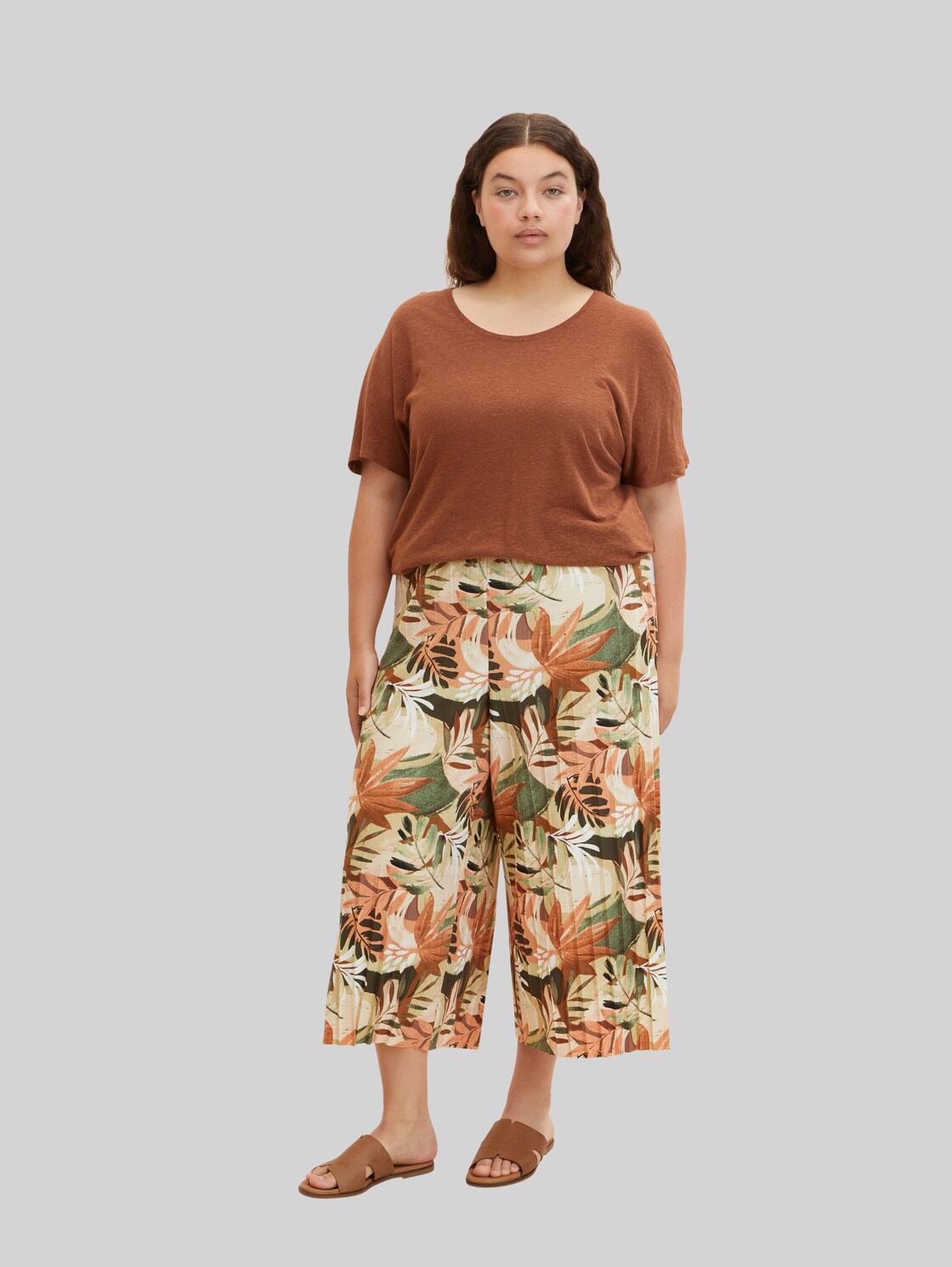 TOM TAILOR Damen Plus - Gemusterte Culotte , orange, Gr. 44/28,