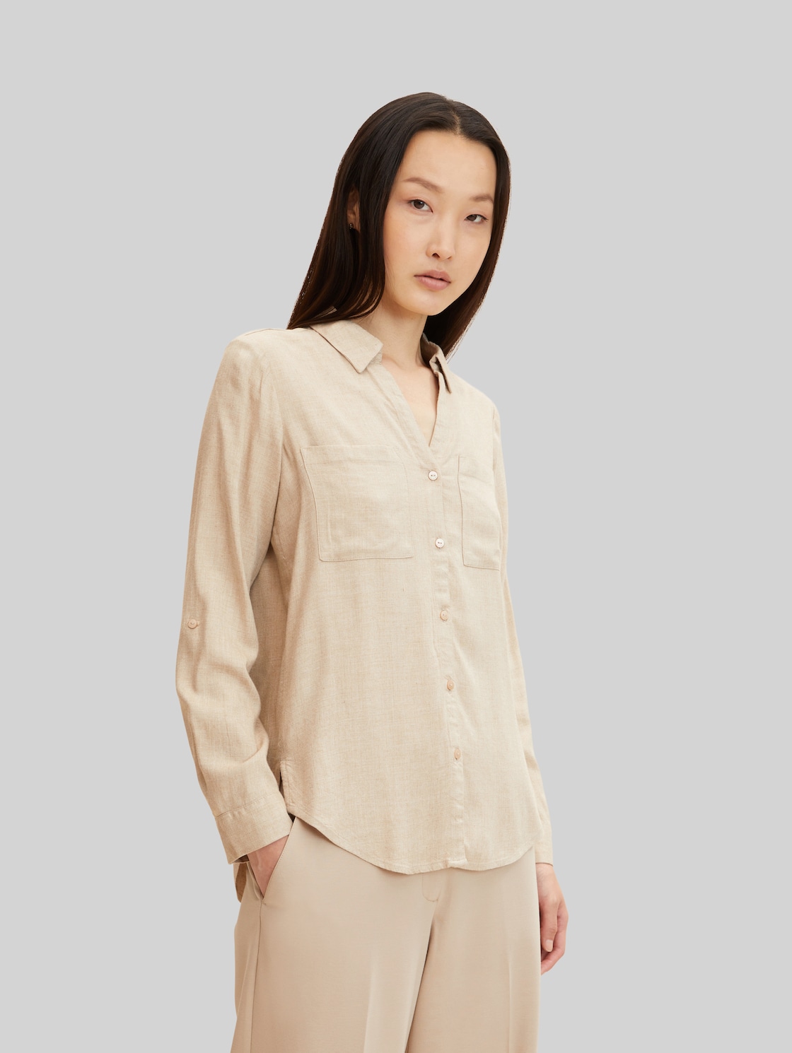 TOM TAILOR Damen Hemdbluse, beige, Gr. 36,