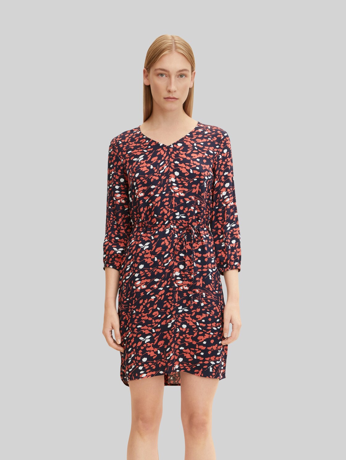 TOM TAILOR Damen Gemustertes Kleid, blau, Gr. 46,