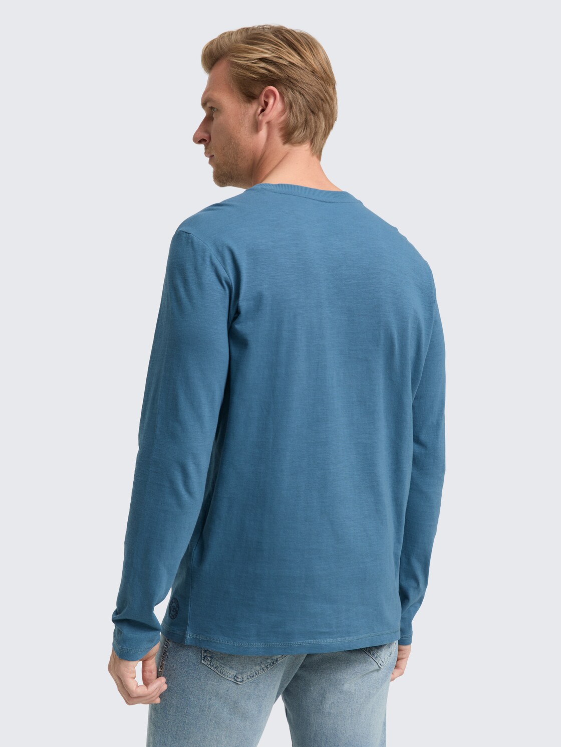 Thumbnail - TOM TAILOR Herren Henley Langarmshirt aus Baumwolle, blau, Uni, Gr. XXXL