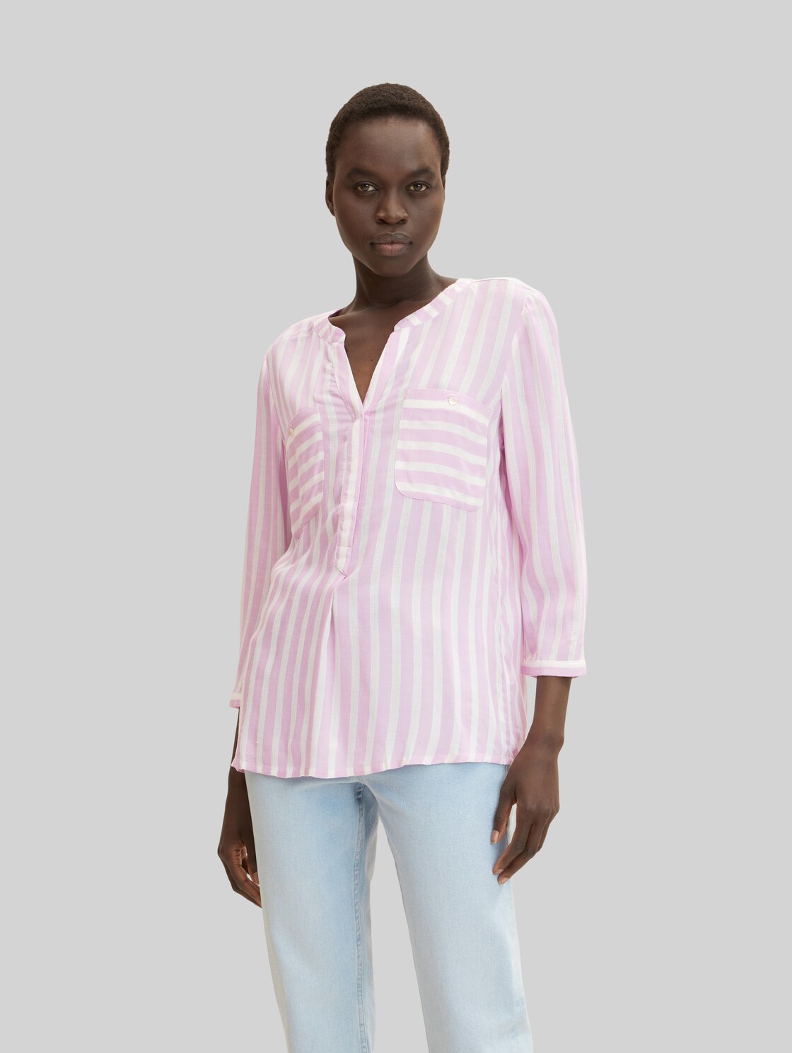 TOM TAILOR Damen Gestreifte Bluse , lila, Gr. 36,