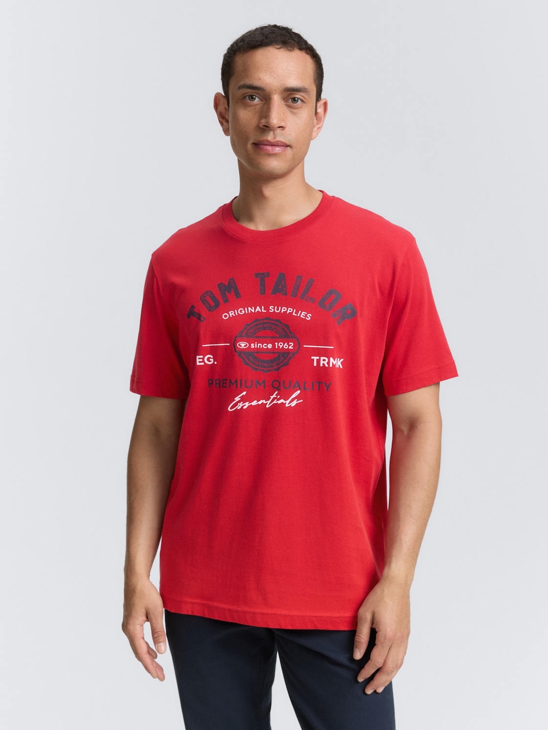 Thumbnail - TOM TAILOR Herren T-Shirt mit Logo-Print, rot, Logo Print, Gr. S