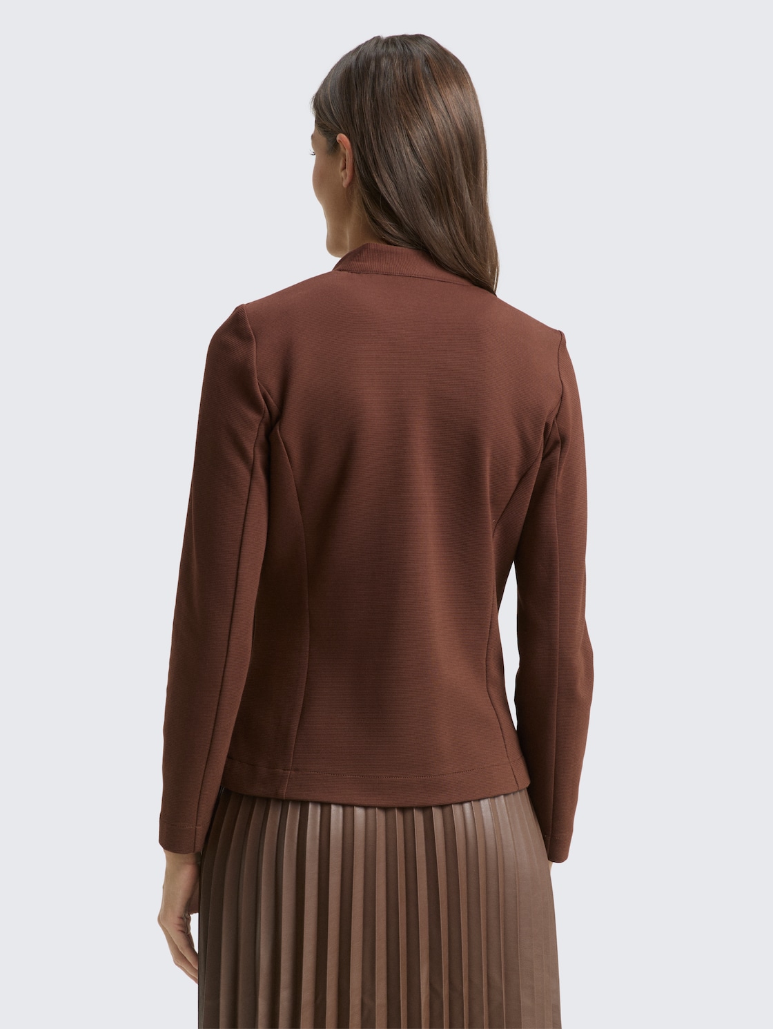Thumbnail - TOM TAILOR Damen Slim Fit Blazer mit Ottoman Struktur, braun, Uni, Gr. S