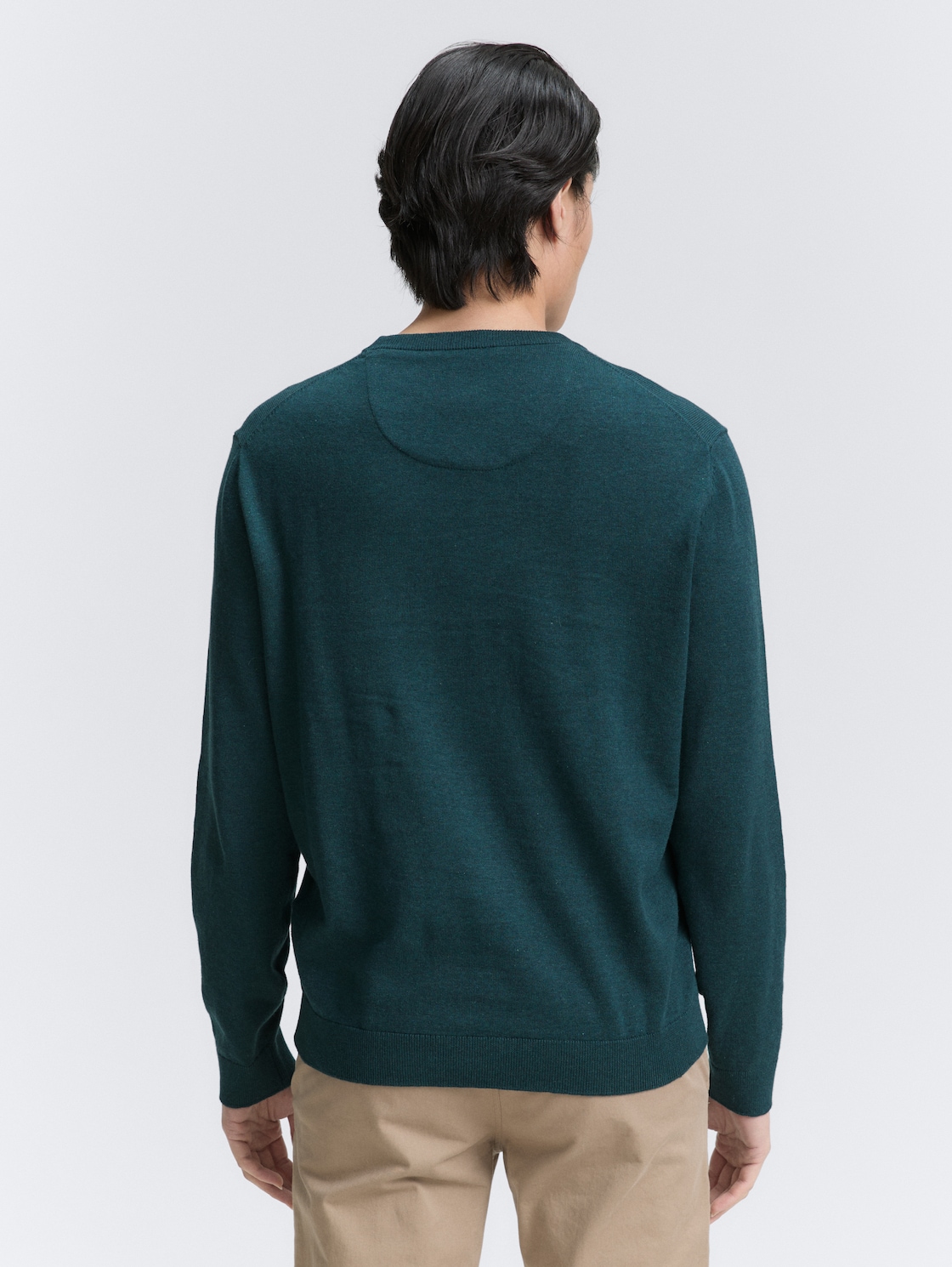 Thumbnail - TOM TAILOR Herren Basic Strickpullover aus Baumwolle, grün, Meliert, Gr. M