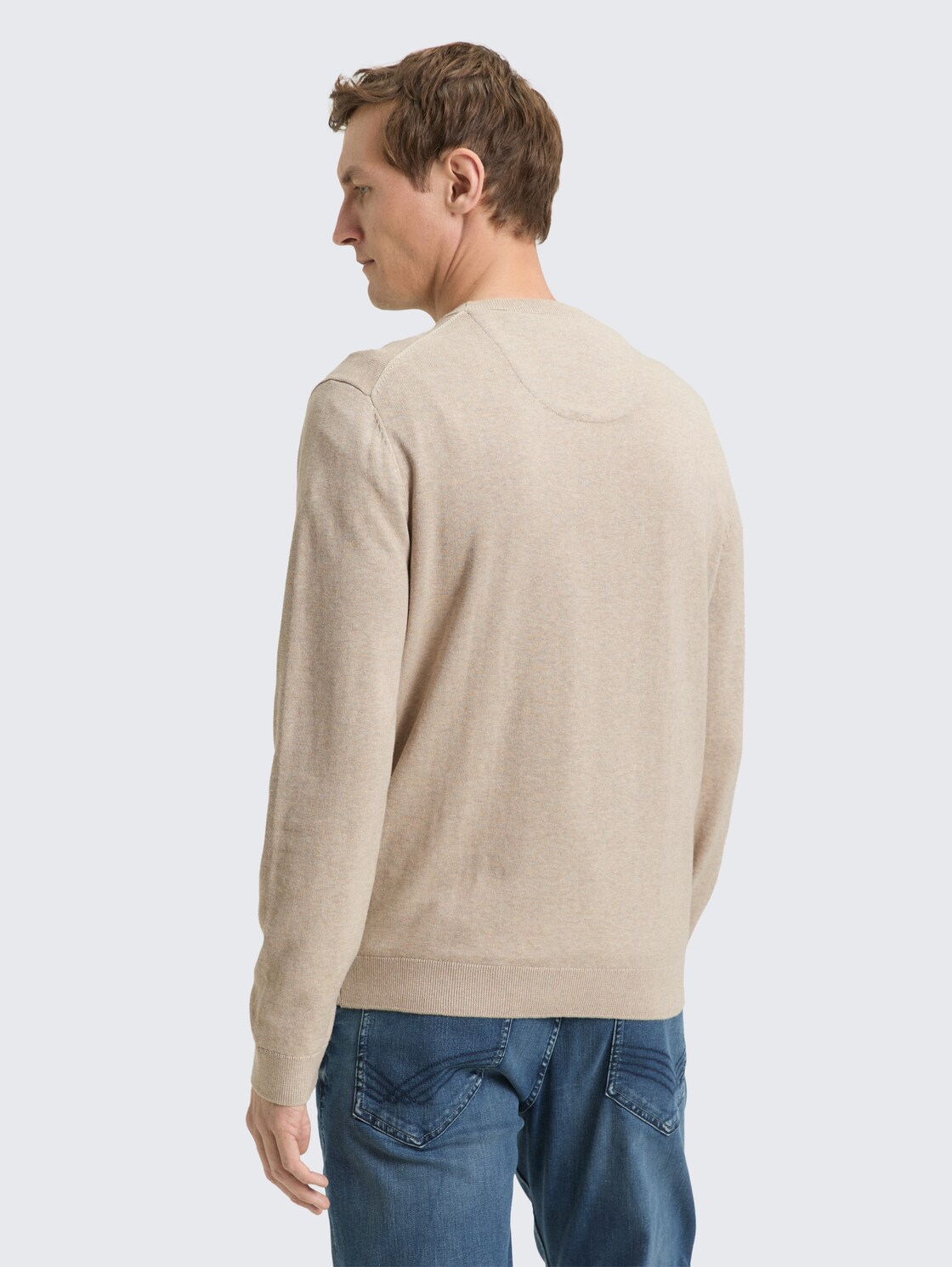 Thumbnail - TOM TAILOR Herren Basic Strickpullover aus Baumwolle, beige, Meliert, Gr. XXL