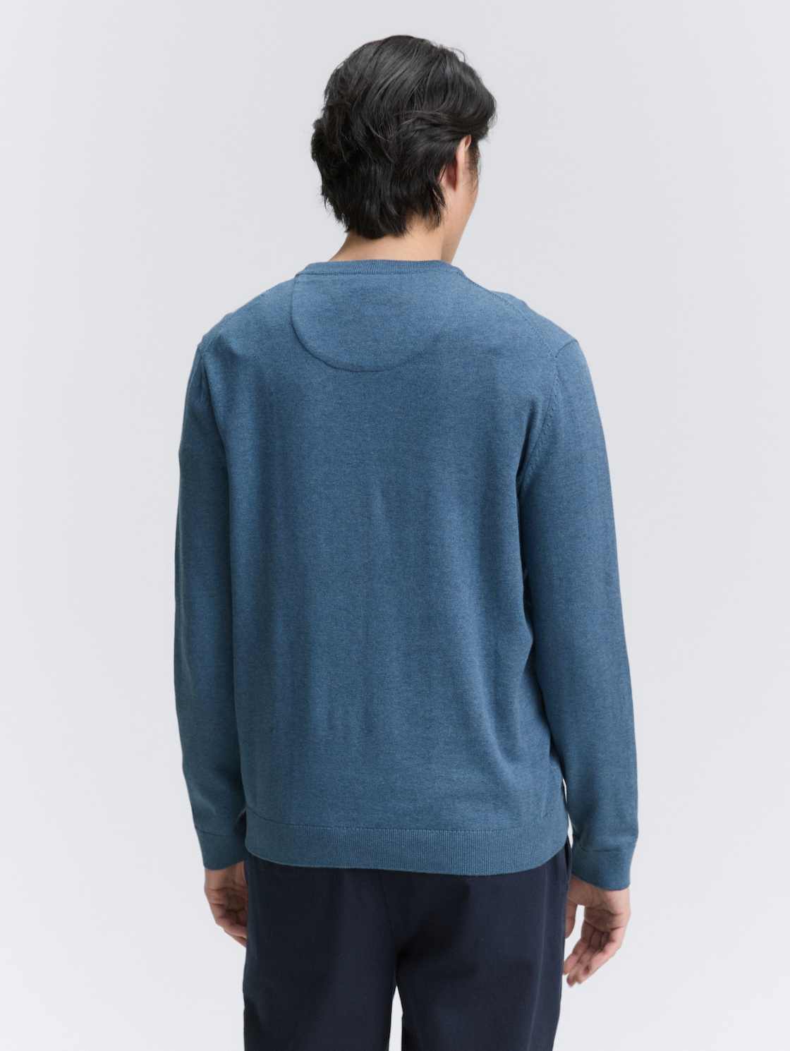Thumbnail - TOM TAILOR Herren Basic Strickpullover aus Baumwolle, blau, Meliert, Gr. XXL