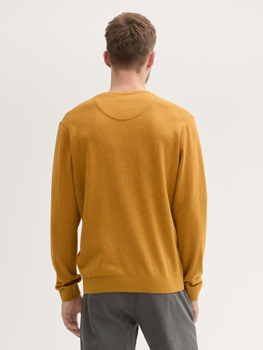 Thumbnail - TOM TAILOR Herren Strickpullover mit V-Ausschnitt aus Baumwolle, gelb, Meliert, Gr. XXL