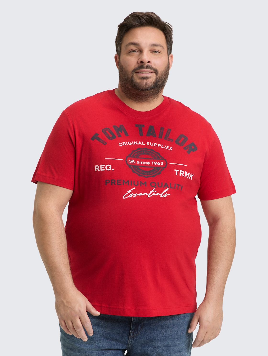Thumbnail - TOM TAILOR Herren Plus Size - T-Shirt mit Logo Print, rot, Logo Print, Gr. 2XL