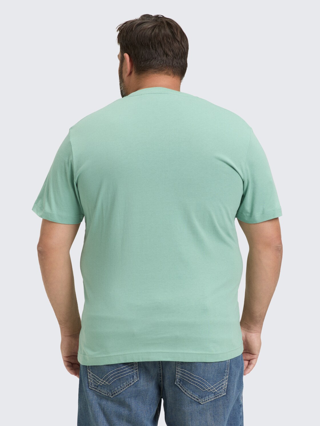 Thumbnail - TOM TAILOR Herren Plus Size - T-Shirt mit Logo Print, grün, Uni, Gr. 2XL