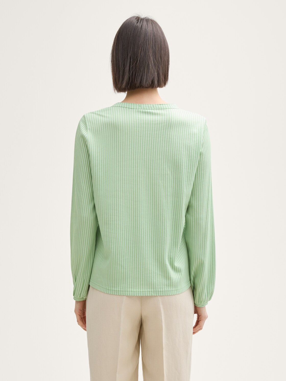 Thumbnail - TOM TAILOR Damen Bluse mit Streifenmuster, grün, Gestreift, Gr. L