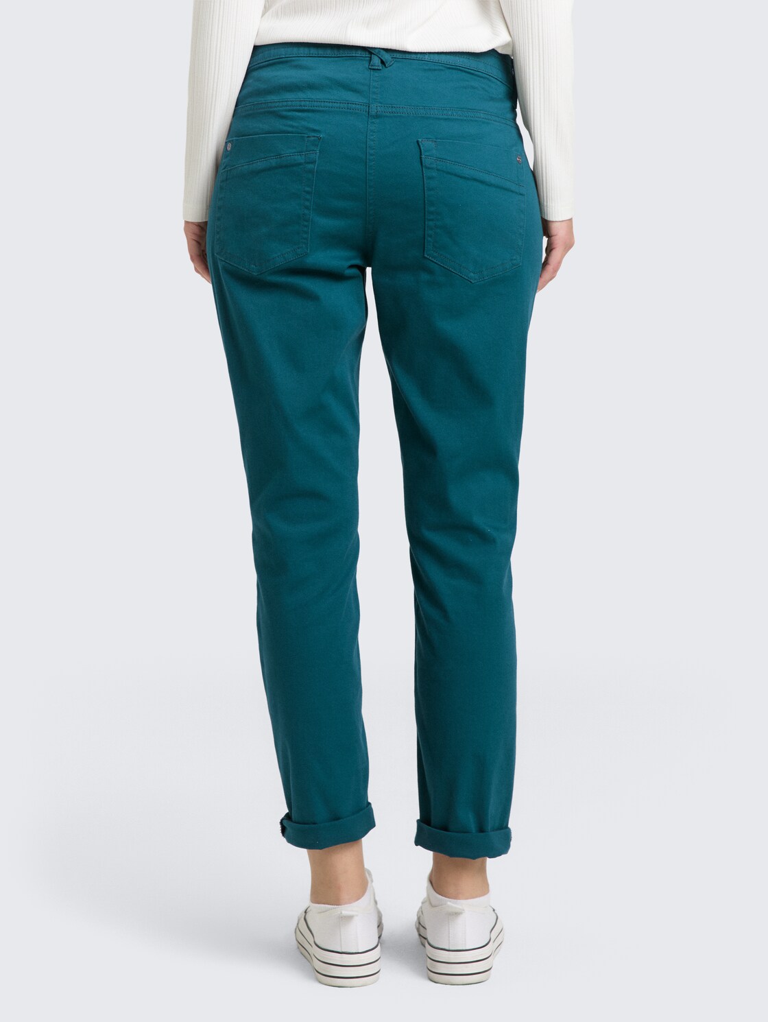 Thumbnail - TOM TAILOR Damen Tapered Relaxed Hose, grün, Uni, Gr. 36/28