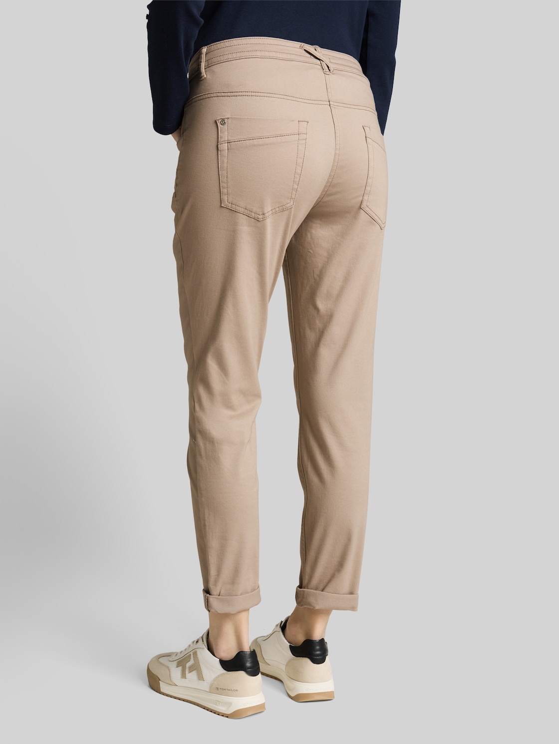  Tom Tailor Damen Tapered Relaxed Hose, Grau, Uni, Gr. 44/28 