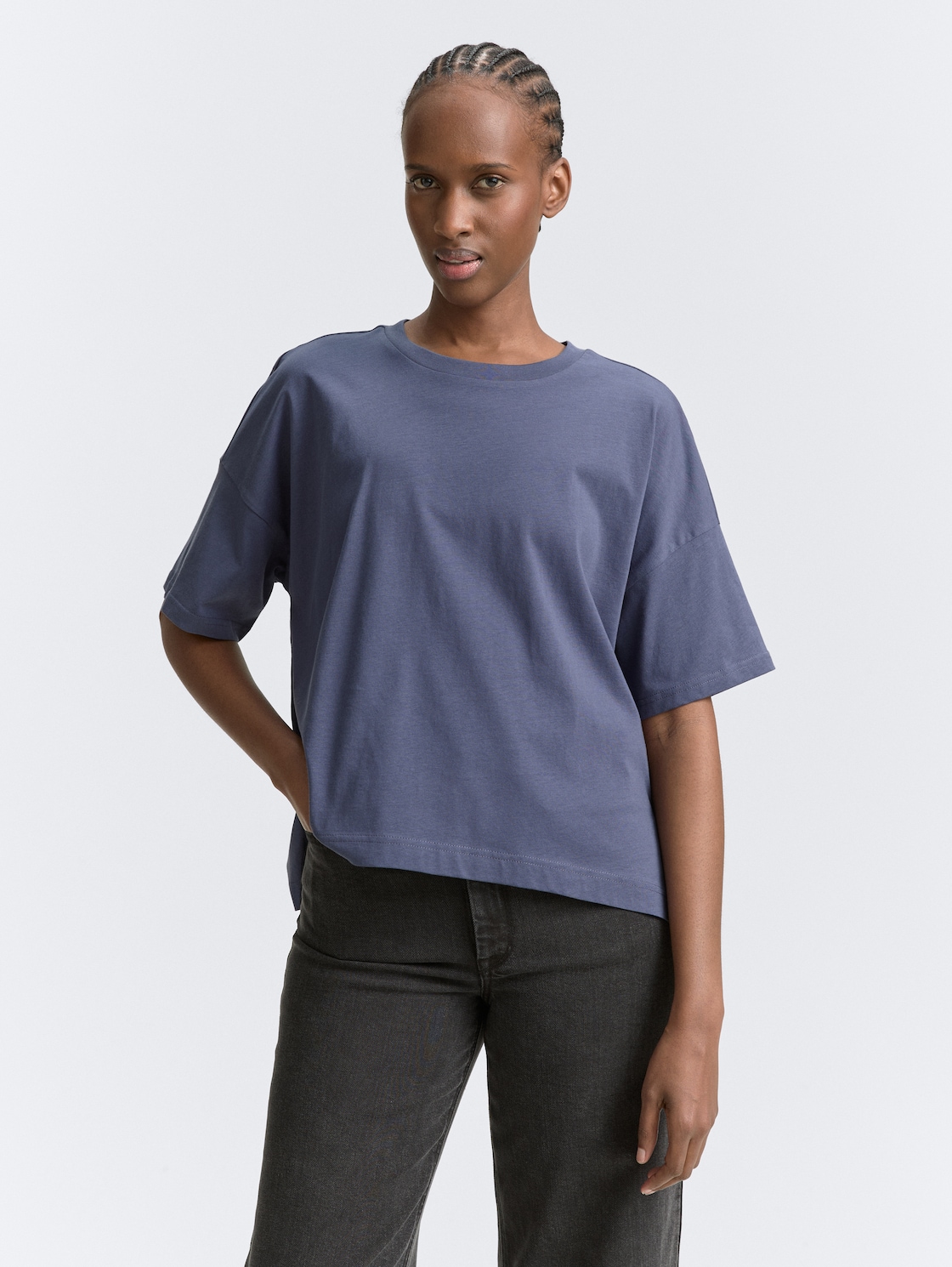 Thumbnail - TOM TAILOR DENIM Damen Oversize T-Shirt aus Baumwolle, blau, Uni, Gr. XS