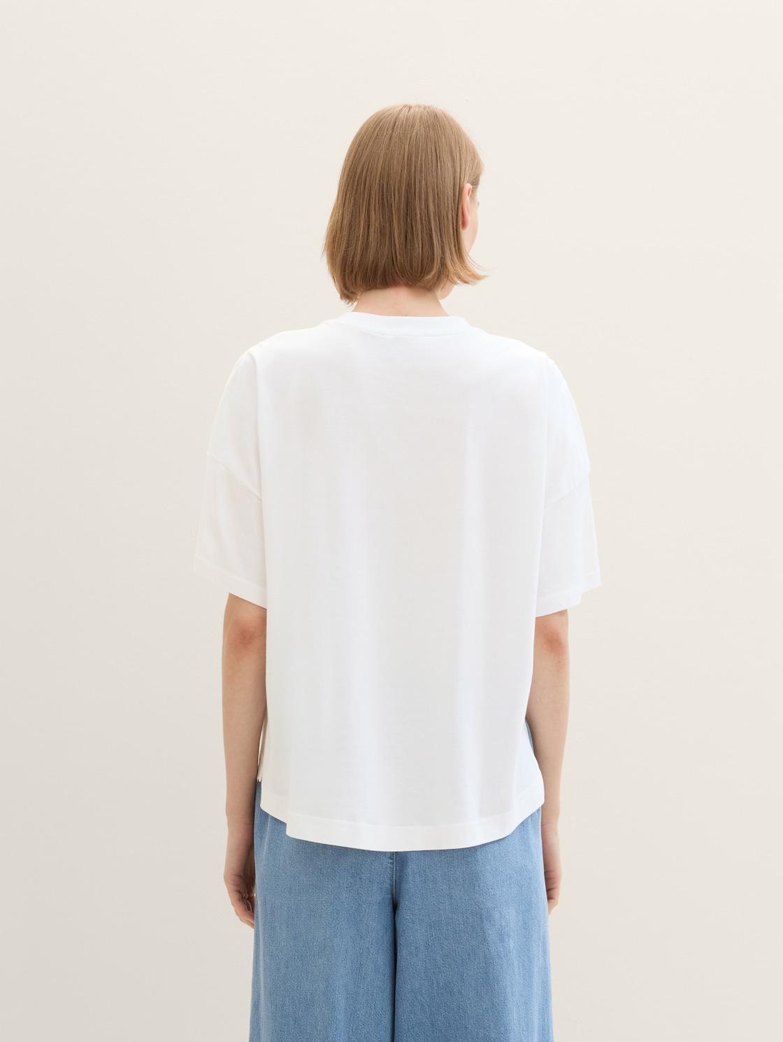 Thumbnail - TOM TAILOR DENIM Damen Oversize T-Shirt aus Baumwolle, weiß, Uni, Gr. L