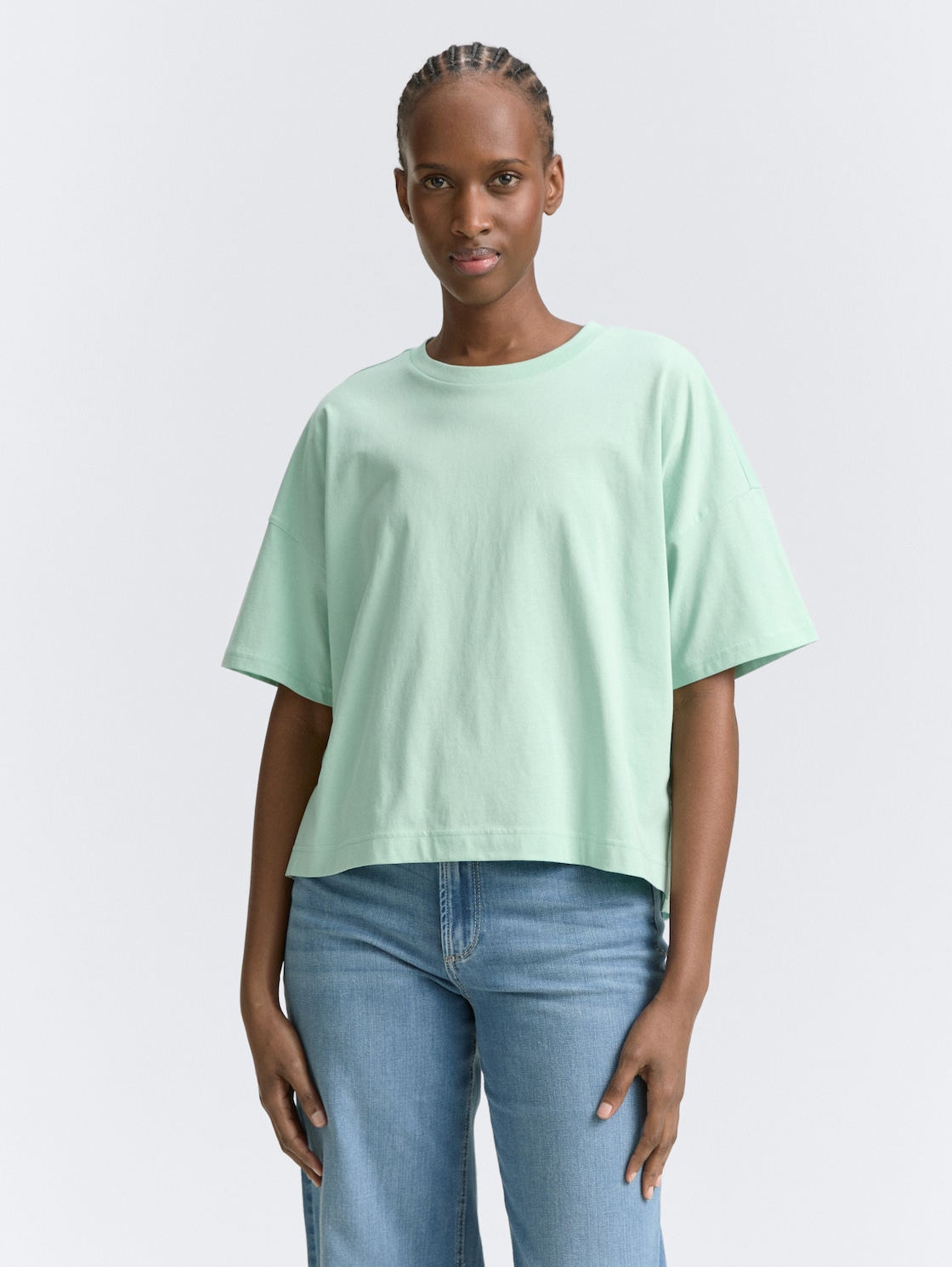 Thumbnail - TOM TAILOR DENIM Damen Oversize T-Shirt aus Baumwolle, grün, Uni, Gr. M
