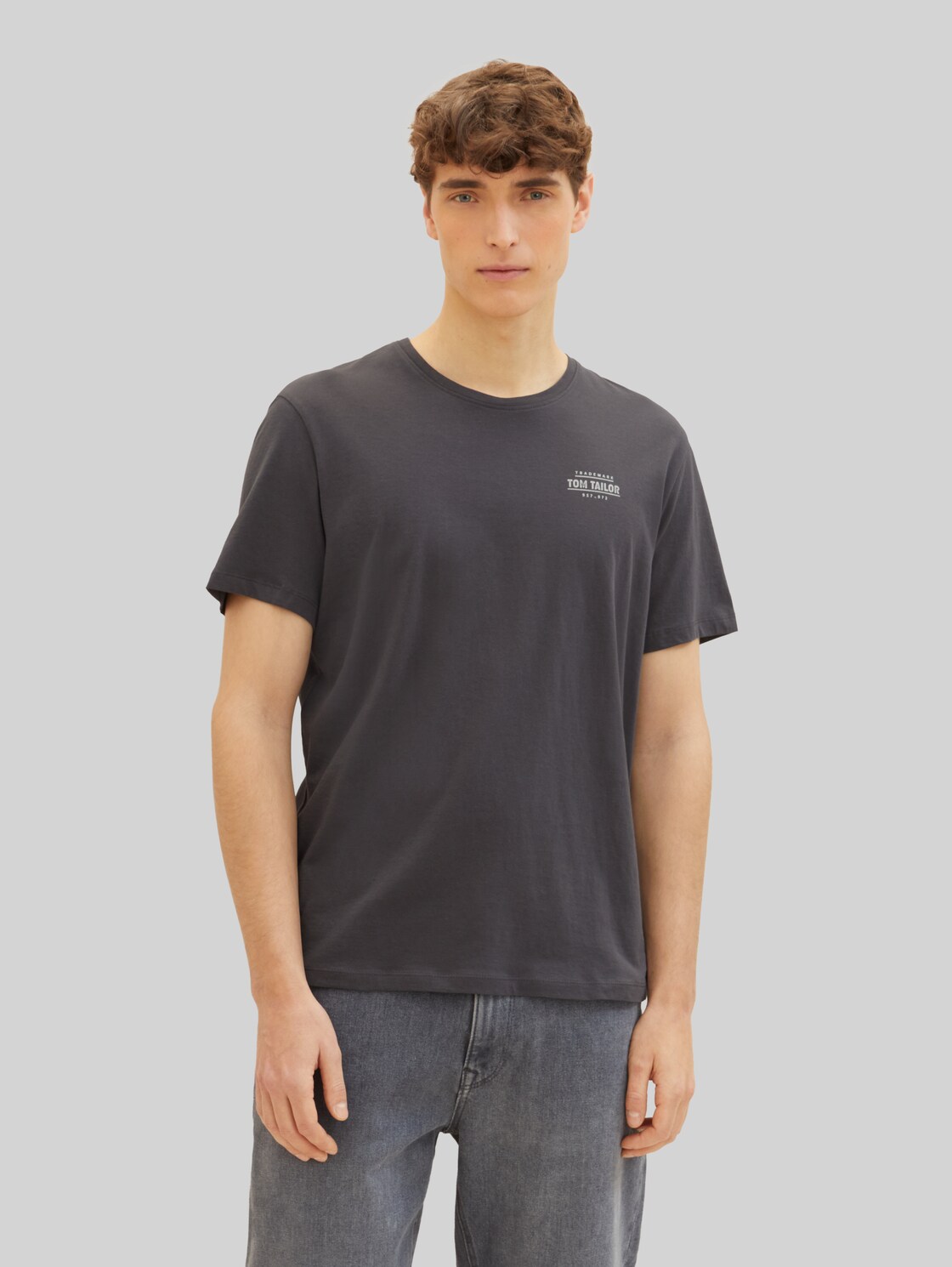  Tom Tailor Herren T-shirt Mit Logo Print, Schwarz, Uni, Gr. Xxl 