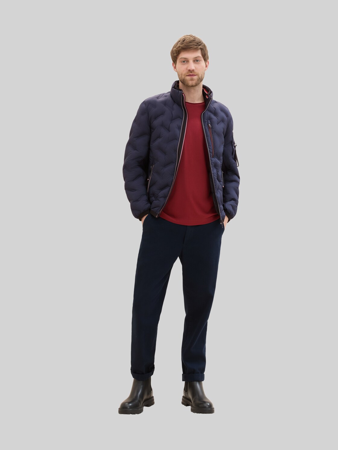 TOM TAILOR Herren Hybrid Pufferjacke Mit Abnehmbarer Kapuze – Regular Fit, Wind- & Kälteabweisend
