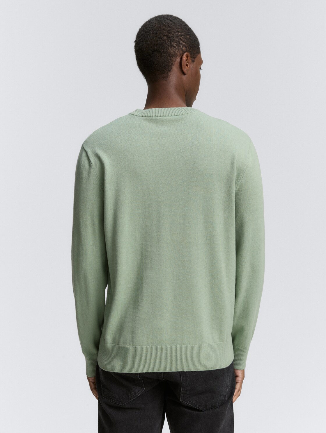 Thumbnail - TOM TAILOR DENIM Herren Basic Strickpullover aus Baumwolle, grün, Uni, Gr. L