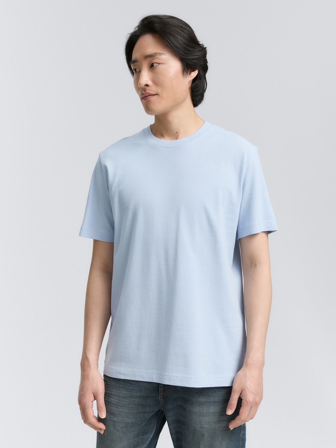 Thumbnail - TOM TAILOR Herren T-Shirt mit Piqué Struktur, blau, Uni, Gr. XL