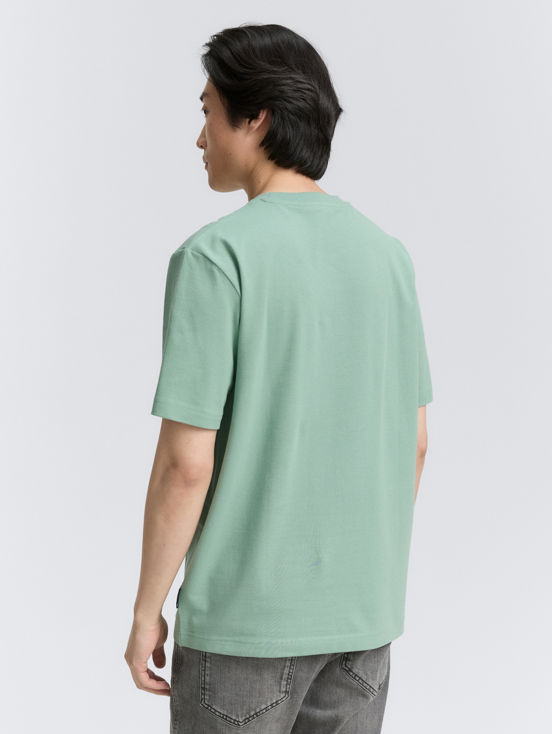 Thumbnail - TOM TAILOR Herren T-Shirt mit Piqué Struktur, grün, Uni, Gr. M