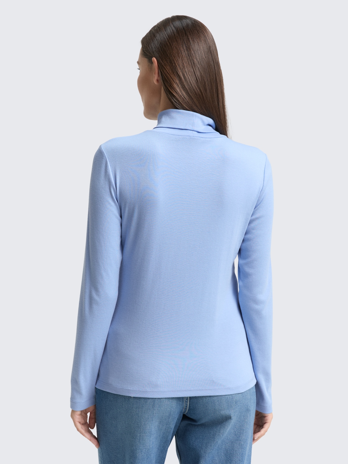 Thumbnail - TOM TAILOR Damen Langarmshirt mit Rollkragen, blau, Uni, Gr. XXL