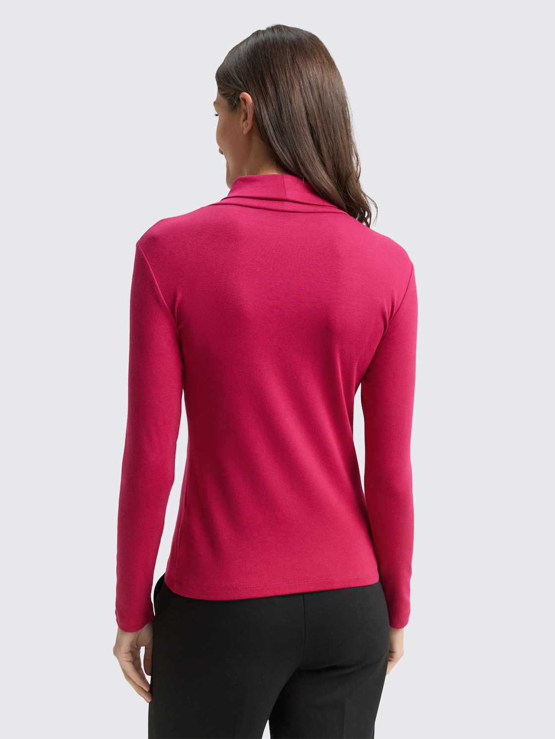 Thumbnail - TOM TAILOR Damen Langarmshirt mit Rollkragen, rot, Uni, Gr. M