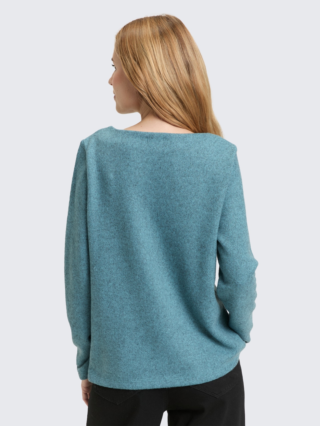 Thumbnail - TOM TAILOR Damen Soft-Touch Sweatshirt mit Knopf-Details, blau, Meliert, Gr. M