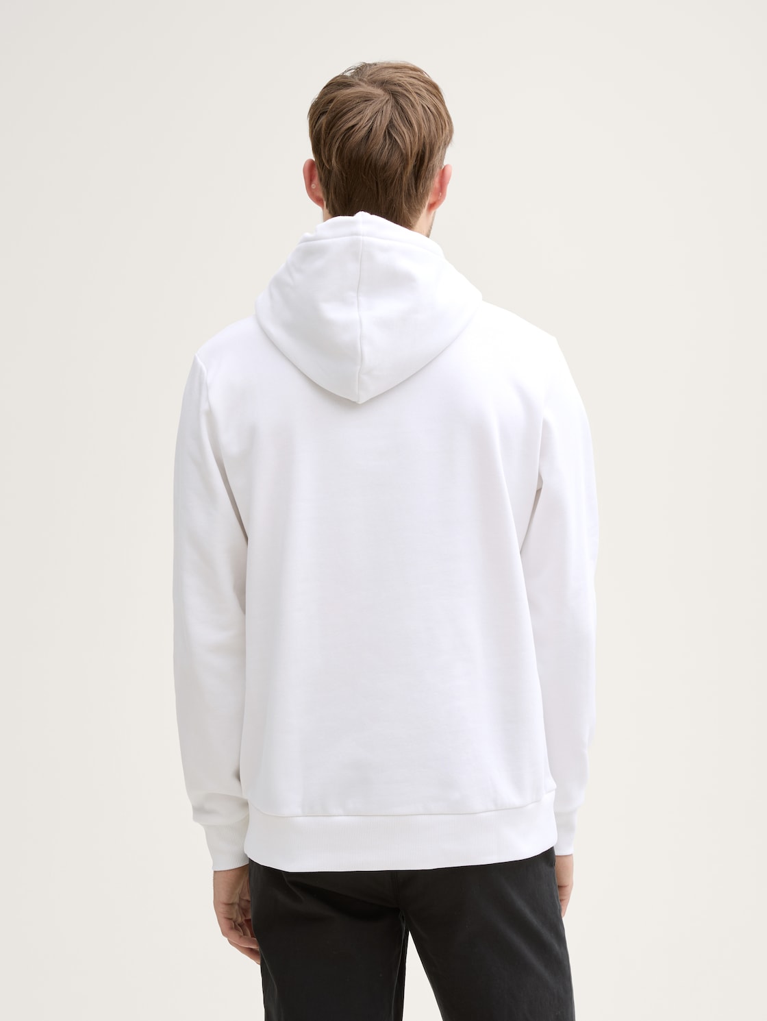 Thumbnail - TOM TAILOR Herren Hoodie Sweatshirt mit Logo-Print, weiß, Uni, Gr. XXL