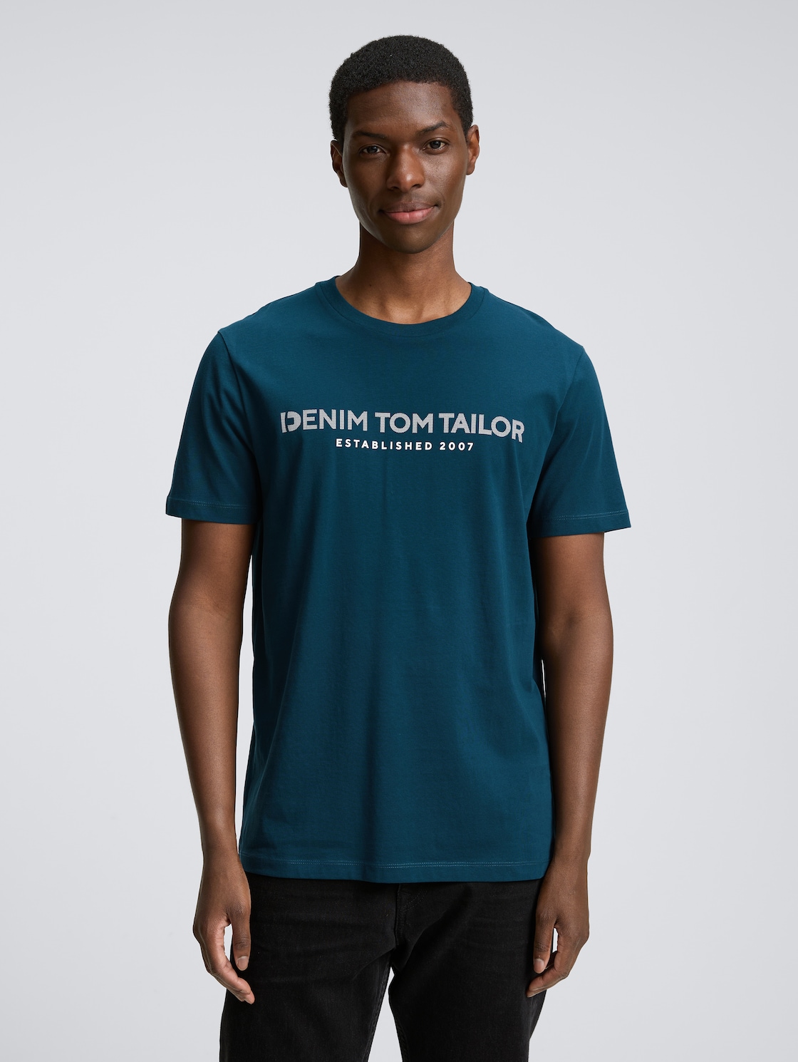Thumbnail - TOM TAILOR DENIM Herren Basic T-Shirt mit Logo-Print, grün, Uni, Gr. XL