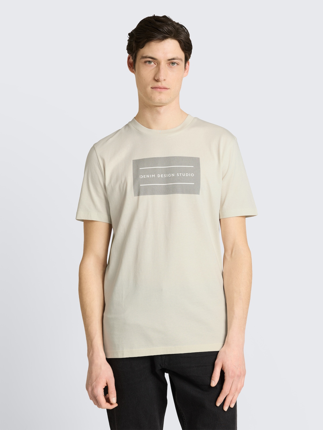 Thumbnail - TOM TAILOR DENIM Herren Basic T-Shirt mit Logo-Print, weiß, Uni, Gr. M